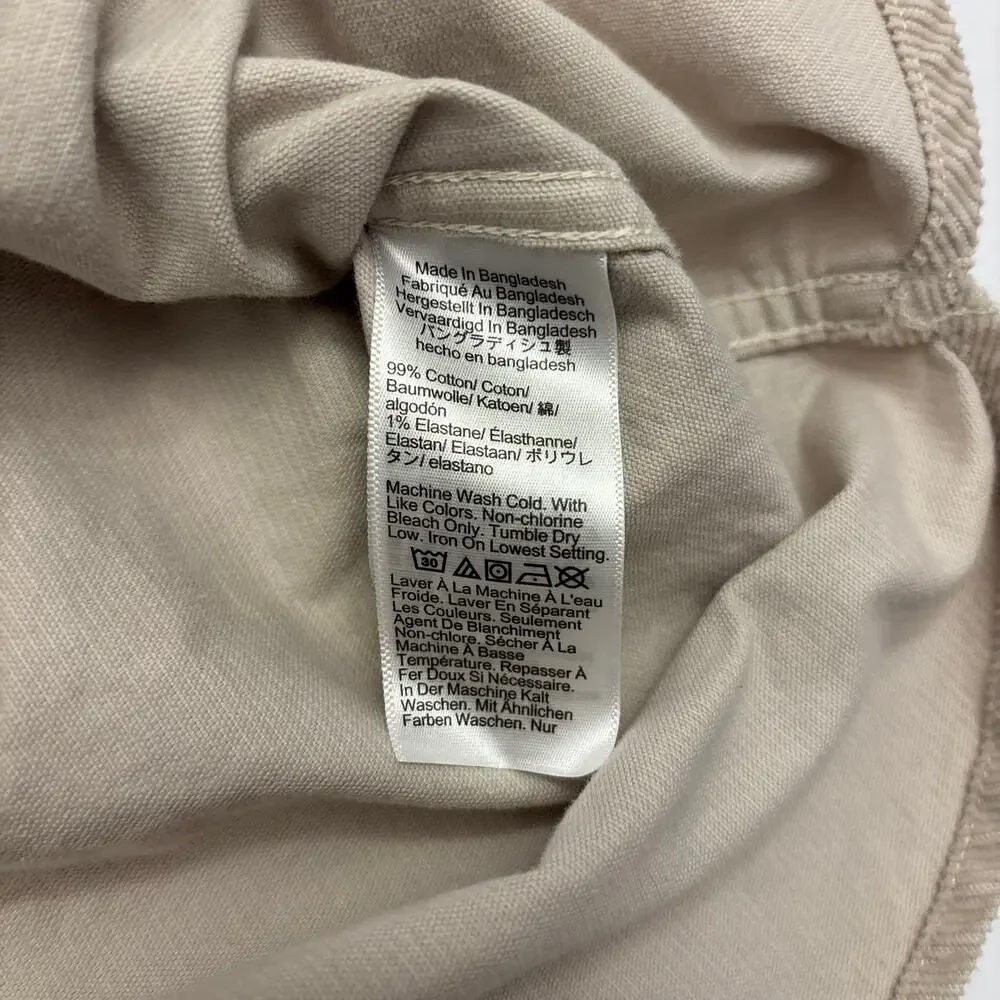 J.Crew Classic Men's Large Beige Corduroy Button Down Shirt Double Pocket